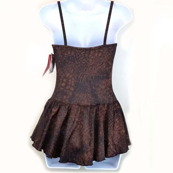 Cole of California VTG 90s Snake Brown Skirted Swim Suit One Piece Women 8 NWT - Picture 6 of 12